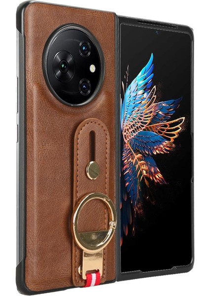 Tecno Phantom V Fold Bilek Kayışı Kolaylık Premium Pu Deri Için Kılıf (Yurt Dışından)