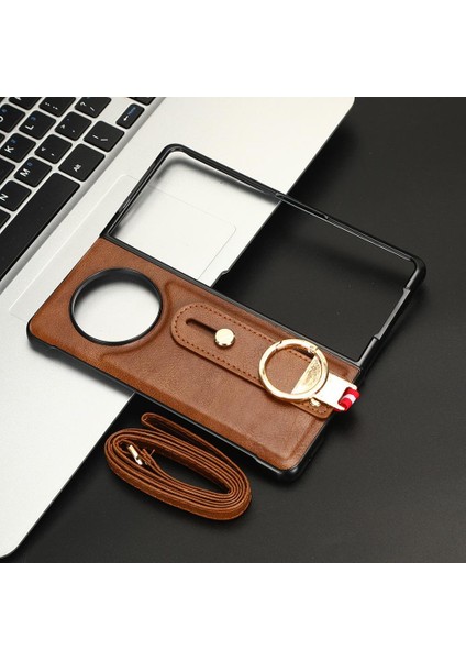 Tecno Phantom V Fold Bilek Kayışı Kolaylık Premium Pu Deri Için Kılıf (Yurt Dışından)