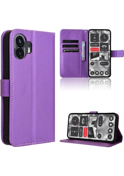Nothing Kılıf Telefon 2 Kart Tutucu Kickstand Kapak Manyetik Cüzdan (Yurt Dışından)