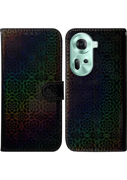 Oppo RENO11 Premium Pu Deri Standı Tutucu Cüzdan Kılıf Glitter (Yurt Dışından)