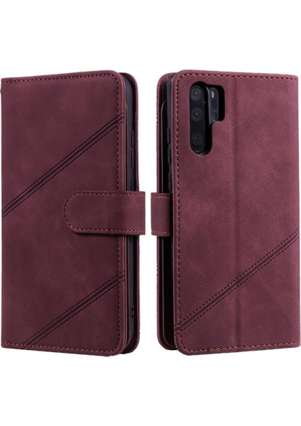 Huawei P30 Pro Kart Tutucu Kickstand Manyetik Pu Deri Cüzdan Için Kılıf (Yurt Dışından)