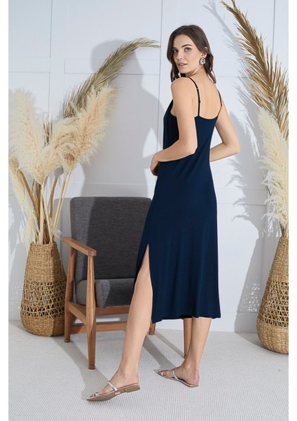 15939 Bayan Degaje Yaka Uzun Gecelik modelleri