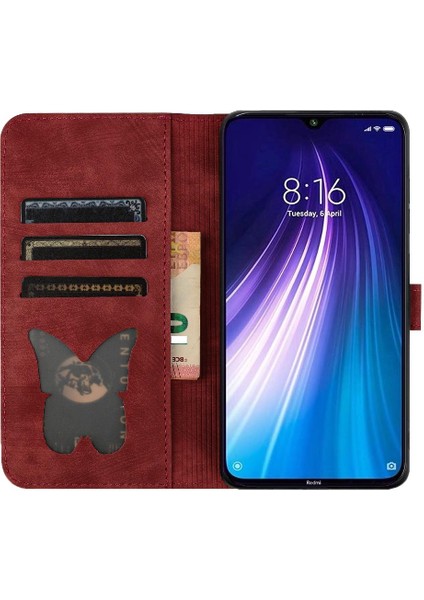 Xiaomi Redmi Not 8 Için Kılıf Cüzdan Kılıf Kart Cep Kabartmalı Kelebek (Yurt Dışından) indirimleri