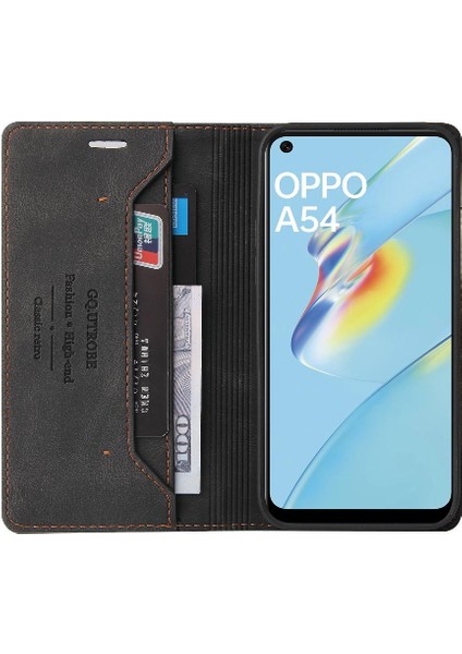 Oppo A54 4g Kickstand Premium Deri Iki Kart Yuvaları Premium Için Kılıf (Yurt Dışından)