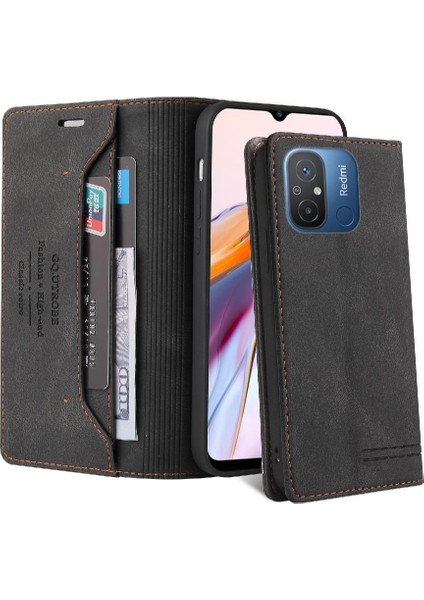 Xıaomı Redmi 12C Premium Deri Premium Deri Kılıf Kickstand Iki (Yurt Dışından)