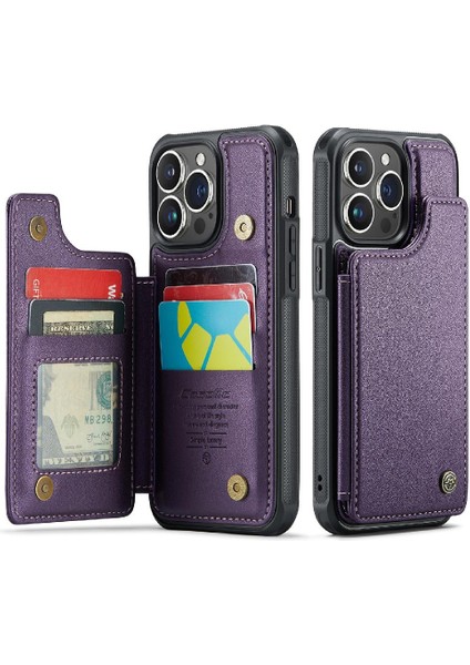 IPhone 14 Pro Max Kart Tutucu Pu Deri Kickstand Için Caseme Cüzdan Kılıf (Yurt Dışından)