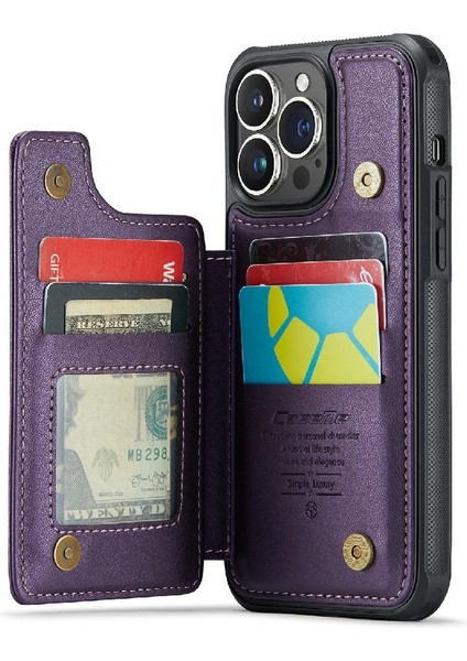 IPhone 14 Pro Max Kart Tutucu Pu Deri Kickstand Için Caseme Cüzdan Kılıf (Yurt Dışından)