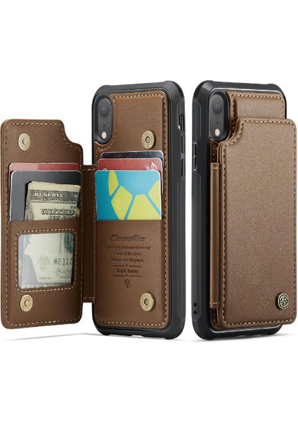 IPhone Xr Kickstand Rfıd Engelleme Pu Deri Kart Için Caseme Cüzdan Kılıf (Yurt Dışından)