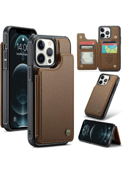IPhone 12 Pro Max Rfıd Engelleme Kart Tutucu Pu Için Caseme Cüzdan Kılıf (Yurt Dışından)