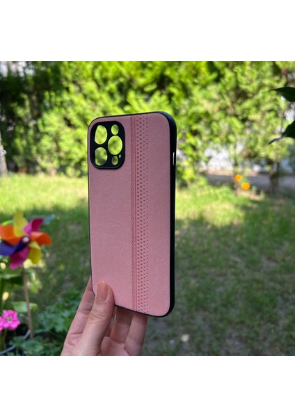 iPhone 12 Pro Max Kamera Korumalı Pembe Süet Kılıf