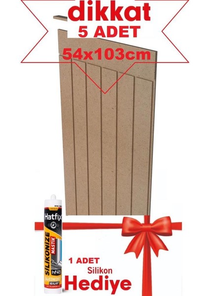 5 Adet 54 x 103 cm Hediyeli Dekoratif Duvar Paneli Boyanabilir Ahşap 6 mm Ham Mdf Dekoratif Panel