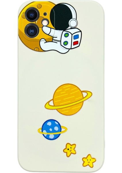 iPhone 11 Aydaki Astronot Krem Silikon Kılıf modelleri