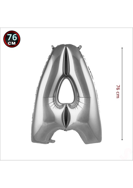 A Harf Gümüş Folyo Balon - 76 cm
