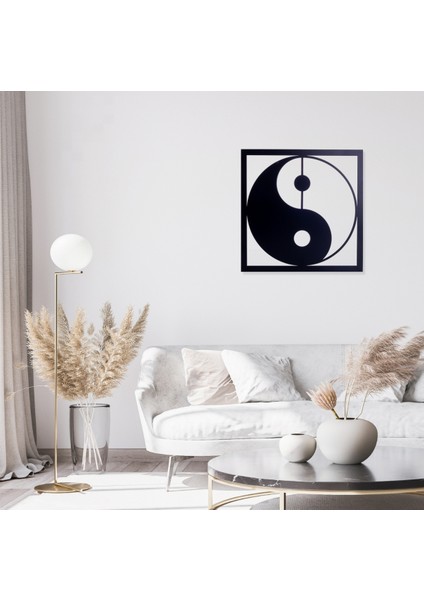 Ying Yang Siyah Metal Duvar Tablosu, 30X30 cm