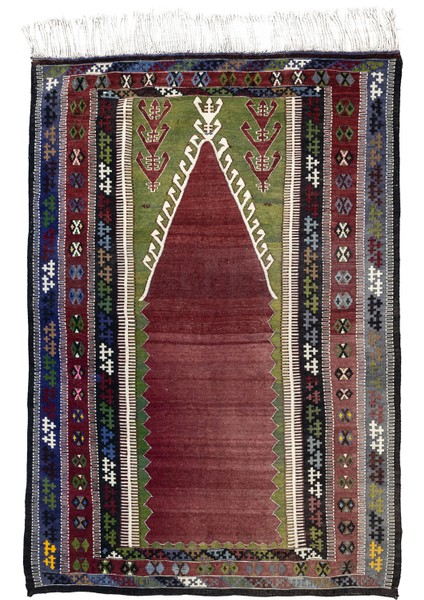 Abike El Dokuma Mihraplı Köy Kilim 127X 184 cm