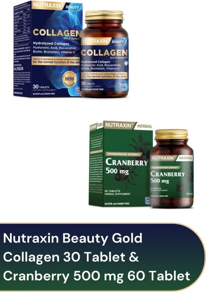 Cranberry 500 Mg 60 Tablet & Beauty Gold Collagen 30 Tablet
