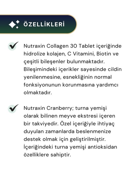 Cranberry 500 Mg 60 Tablet & Beauty Gold Collagen 30 Tablet fiyatları