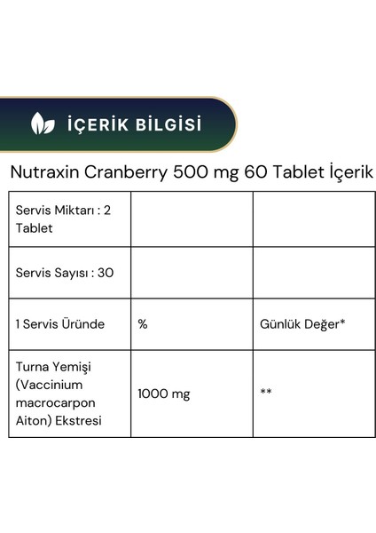 Cranberry 500 Mg 60 Tablet & Beauty Gold Collagen 30 Tablet fırsatları
