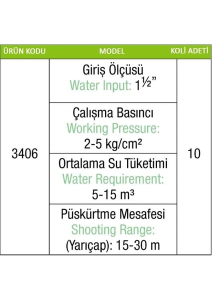 3406 B/2 Açısız Yağmurlama Başlığı  1 1/2"