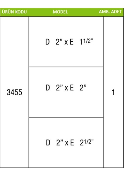 3455 Kamlok Bağlantı         E : 1,5"- 2" - 2,5"   D : 2"