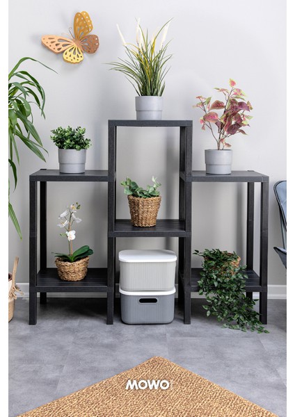 Mowo Home Shelf Piramit 6 Lı Raf Ünitesi Siyah, Çiçeklik, Banyo, Mutfak Rafı, Ayakkabılık, Kitaplık, Organizer