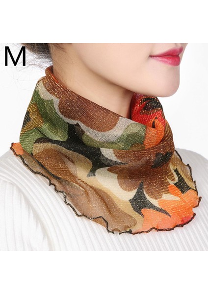 Kadın Ipek Boyun Eşarbı Ilkbahar Yaz Şifon Boyunluk Eşarp Güneş Koruyucu Eşarp Kadın Fular Dıy Yüz Maskesi Baskı Halka Başörtüsü (Yurt Dışından)