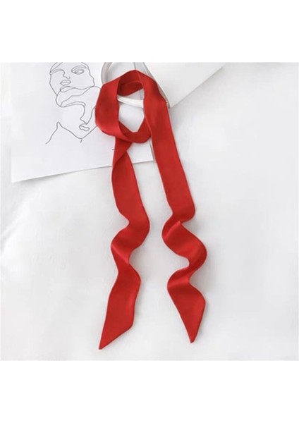 Luna Yunus Kadın Dar Uzun Eşarp 200X5 cm Düz Renk Şifon Ipek Kauçuk Kırmızı Kravat Siyah Çanta Şerit Bantlar Gerdanlık Flama (Yurt Dışından)