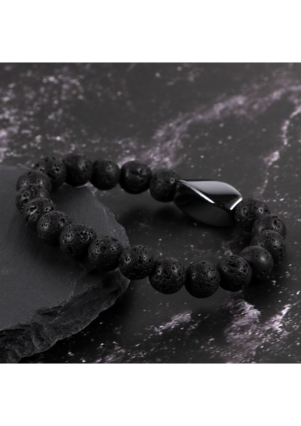 Erkekler Kadınlar Doğal Taş Hematit Charm Lapis Lazuli Bilezikler Lava Rock Turquoises Boncuklu Bileklik Basit Tasarım Takı (Yurt Dışından) modelleri