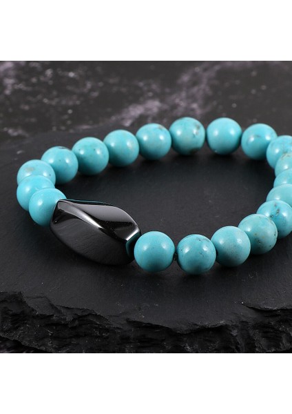 Erkekler Kadınlar Doğal Taş Hematit Charm Lapis Lazuli Bilezikler Lava Rock Turquoises Boncuklu Bileklik Basit Tasarım Takı (Yurt Dışından) fırsatları