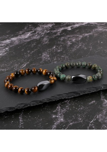 Erkekler Kadınlar Doğal Taş Hematit Charm Lapis Lazuli Bilezikler Lava Rock Turquoises Boncuklu Bileklik Basit Tasarım Takı (Yurt Dışından) indirimleri