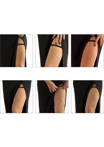 E8FA Punk Çok Katmanlı Uyluk Zinciri Bacak Vücut Zinciri Demeti Gotik Bacak Jartiyer Kemer Moda Plaj Kulübü Rave Parti Vücut Malzemeleri (Yurt Dışından) indirimleri