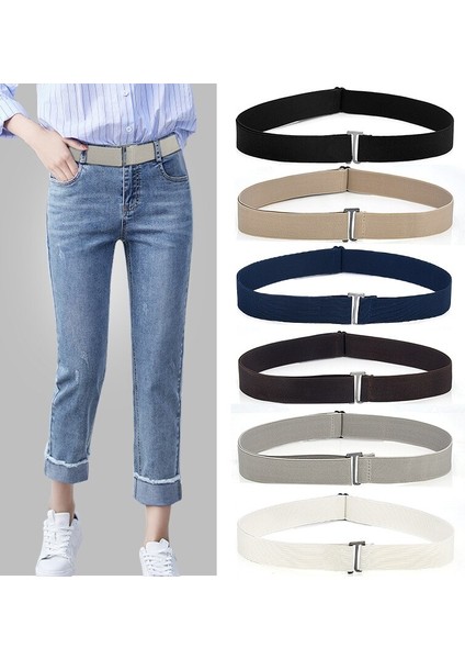 Sıcak Satış Ayarlanabilir Boyutu Düz Toka Kemer Kadın Görünmez Kemer Tokası Elastik Kemer Kadın Erkek Ince Kot No Show Kemerler (Yurt Dışından) fırsatları
