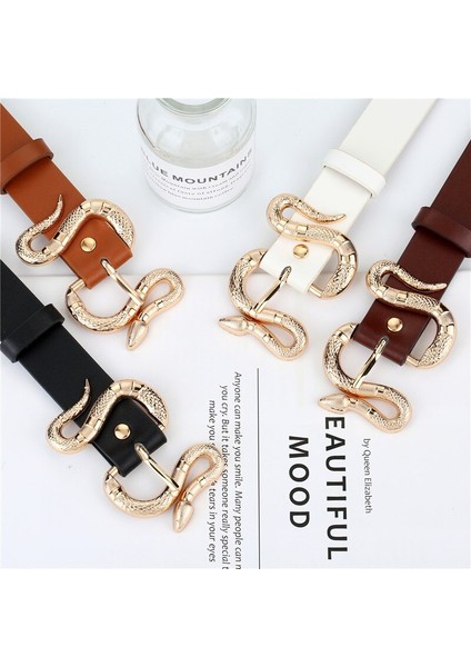 2022 Avrupa ve Amerikan Yeni Bayan Moda Yılan Toka Pu Kemer Tüm Maç Basit Kot Takım Elbise Kemer (Yurt Dışından) modelleri