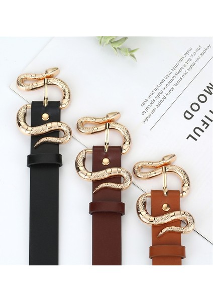 2022 Avrupa ve Amerikan Yeni Bayan Moda Yılan Toka Pu Kemer Tüm Maç Basit Kot Takım Elbise Kemer (Yurt Dışından) fırsatları