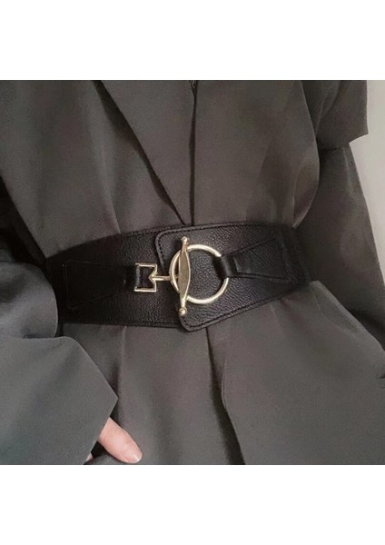 Kadın Ceket Elbise Kemer Bayanlar Geniş Korse Kemer Elastik Bel Kemeri Altın Yuvarlak Toka Moda Lüks Vahşi Vintage Bel Mühür (Yurt Dışından) modelleri