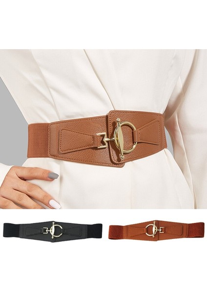 Kadın Ceket Elbise Kemer Bayanlar Geniş Korse Kemer Elastik Bel Kemeri Altın Yuvarlak Toka Moda Lüks Vahşi Vintage Bel Mühür (Yurt Dışından) indirimleri