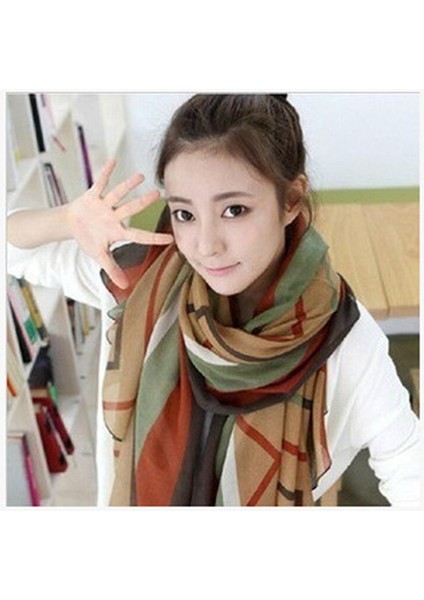 Kadın Eşarp Sonbahar Sıcak Yumuşak Uzun Vual Boyun Büyük Şal Şal Çaldı Pembe Gri Noktalar Eşarp 166*60 cm (Yurt Dışından)