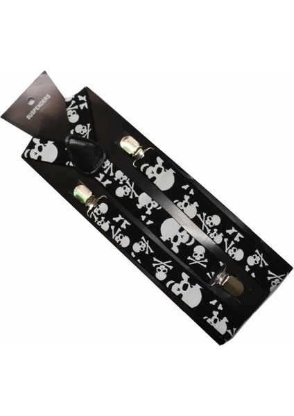 Winfox Siyah Ayarlanabilir Klipler Parantez Hip Hop Kafatası Baskılı Elastik Jartiyer Kadın Erkek (Yurt Dışından) fiyatları