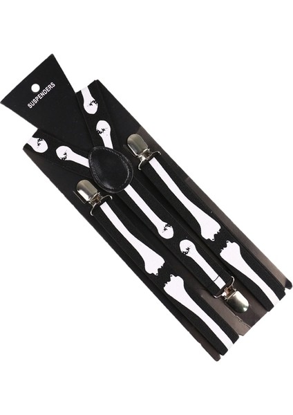 Winfox Siyah Ayarlanabilir Klipler Parantez Hip Hop Kafatası Baskılı Elastik Jartiyer Kadın Erkek (Yurt Dışından) indirimleri