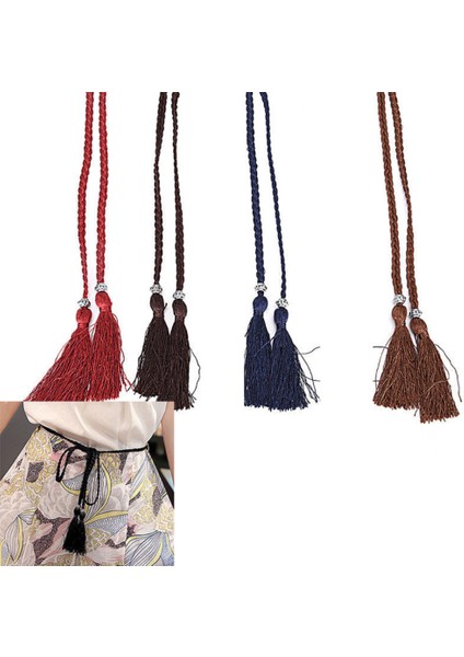 Moda Kadın Ince Sıska Kemer Örgü Örgülü Püskül Kemer Elbise Aksesuarı (Yurt Dışından) modelleri