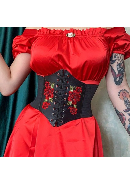 Goth Estetik Çiçek Baskı Korse Kırpma Üst Yaz Streetwear Moda Dantel Uo Kuşak Kemer Vintage Büstiyer Üstleri (Yurt Dışından)