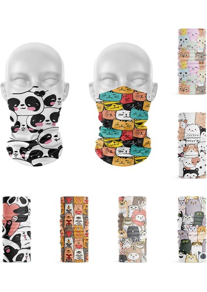 3D Baskılı Yaz Kadın Yüzük Eşarp Komik Karikatür Ayı Yavru Başörtüsü Eşarp Hayvan Headdress Bisiklet Yüz Başkanı Wrap Kapak Bandana (Yurt Dışından)
