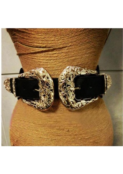 [ewq]-女性用の大きなウエストベルト,バックル付きのヴィンテージスタイル,ゴールドカラー,伸縮性,セクシー,中空 (Yurt Dışından)