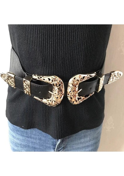 [ewq]-女性用の大きなウエストベルト,バックル付きのヴィンテージスタイル,ゴールドカラー,伸縮性,セクシー,中空 (Yurt Dışından) indirimleri