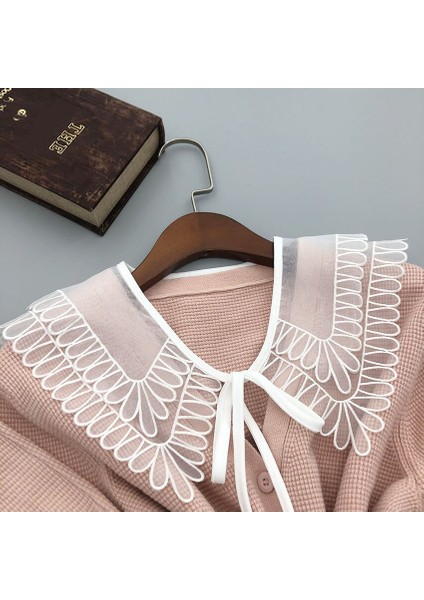 Yaka Şal Kadın Gömlek Ayrılabilir Yaka Çift Katmanlar Yanlış Yaka Nakış Yaka Yarım Gömlek Şal Wrap Dekorasyon (Yurt Dışından) fiyatları