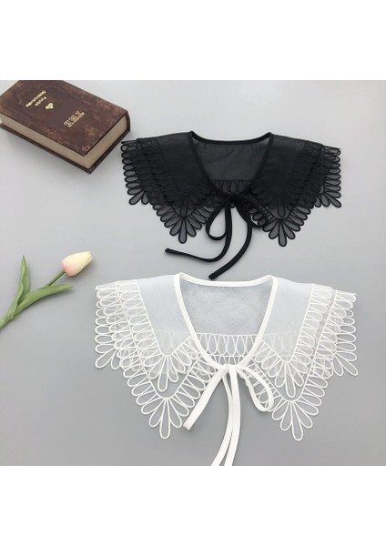 Yaka Şal Kadın Gömlek Ayrılabilir Yaka Çift Katmanlar Yanlış Yaka Nakış Yaka Yarım Gömlek Şal Wrap Dekorasyon (Yurt Dışından) fırsatları