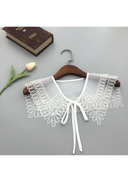 Yaka Şal Kadın Gömlek Ayrılabilir Yaka Çift Katmanlar Yanlış Yaka Nakış Yaka Yarım Gömlek Şal Wrap Dekorasyon (Yurt Dışından) indirimleri