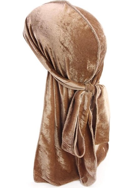 Düz Renk Kadife Bandana Şapka Uzun Kuyruk Headwrap Uni Kadife Durag Durag Erkek Kadın Nefes Bandana Şapka Kemo Kap (Yurt Dışından)