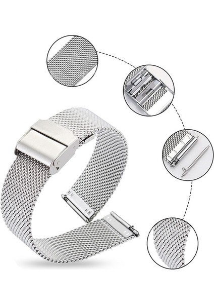 12/14/16/18/20/22MM Milanese Döngü Hızlı Bırakma Paslanmaz Çelik Kayış Erkek Kadın Örgü Metal Yedek Bilezik Saat Kayışı (Yurt Dışından)