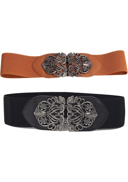 23 Soorten Nieuwe Vrouwen Elastische Brede Riem Dikke Vintage Totem Baskı Streç Lederen Taille Riem Voor Jurk Korse Cinch Tailleband 85CM (Yurt Dışından)